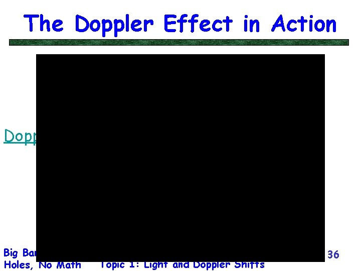 The Doppler Effect in Action Doppler Effect Big Bang, Black Holes, No Math Physics