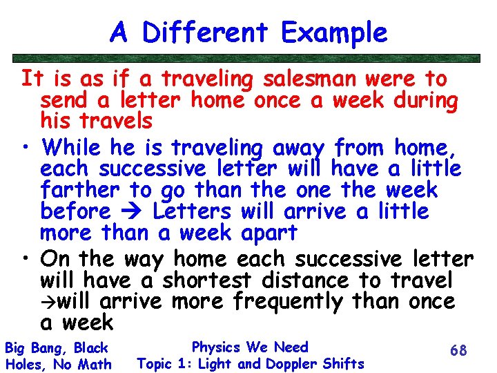 A Different Example It is as if a traveling salesman were to send a