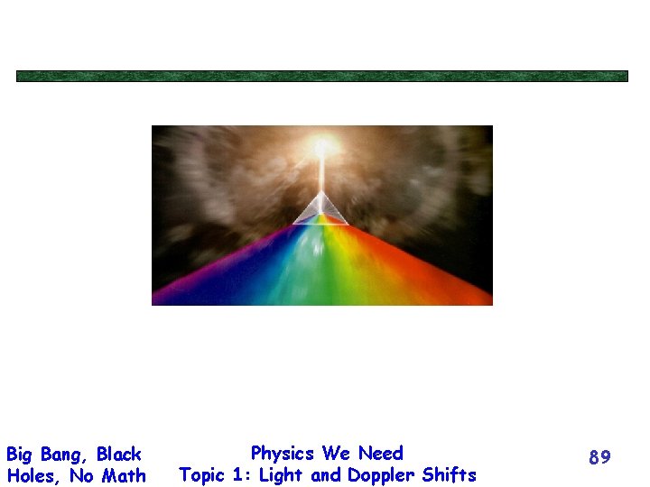 Big Bang, Black Holes, No Math Physics We Need Topic 1: Light and Doppler