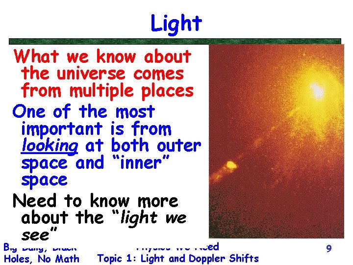 Light What we know about the universe comes from multiple places One of the
