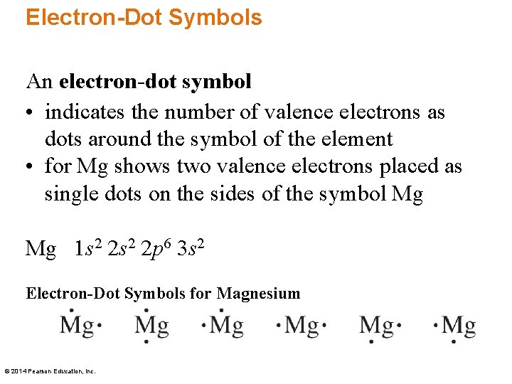 Electron-Dot Symbols An electron-dot symbol • indicates the number of valence electrons as dots