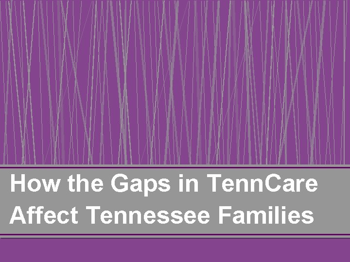 How the Gaps in Tenn. Care Affect Tennessee Families 