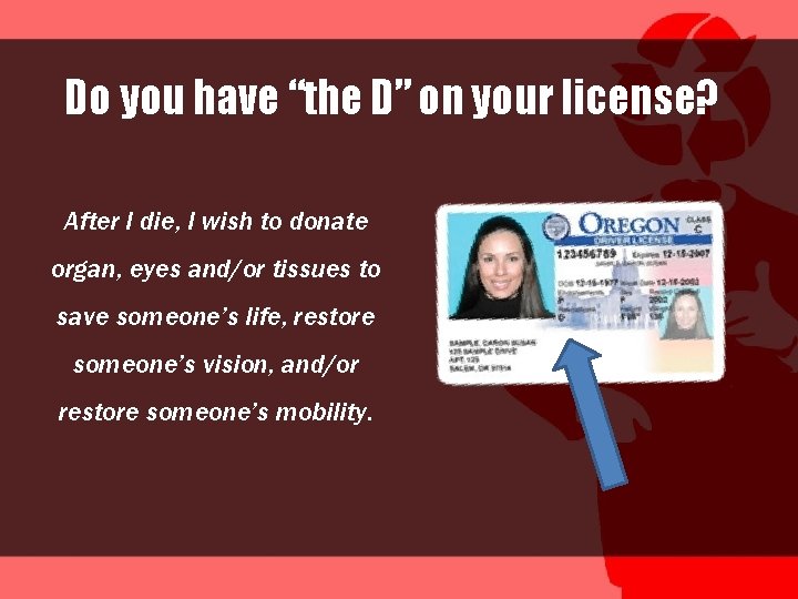 Do you have “the D” on your license? After I die, I wish to