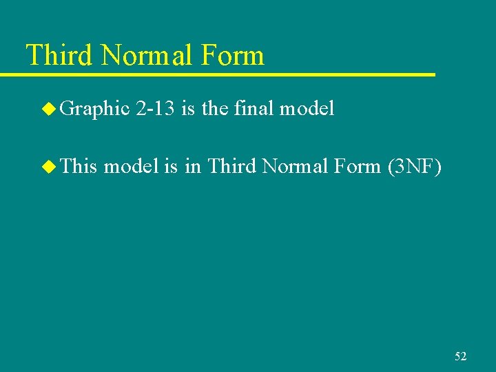 Third Normal Form u Graphic u This 2 -13 is the final model is Third Normal Form u Graphic u This 2 -13 is the final model is
