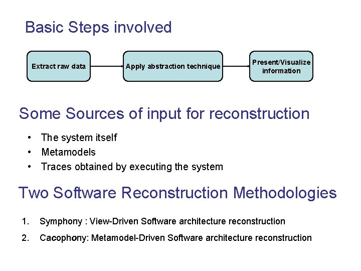 Basic Steps involved Extract raw data Apply abstraction technique Present/Visualize information Some Sources of