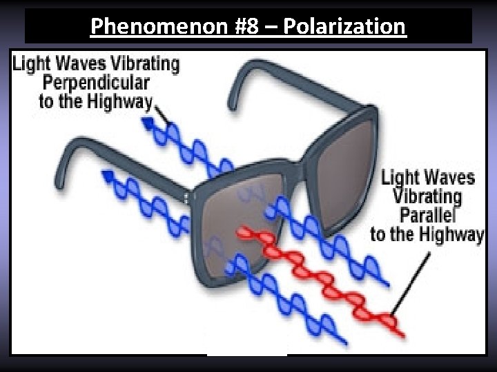 Phenomenon #8 – Polarization • A polarizer only allows waves with particles vibrating in