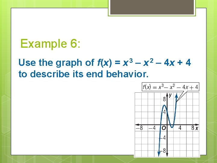 Example 6: Use the graph of f(x) = x 3 – x 2 –