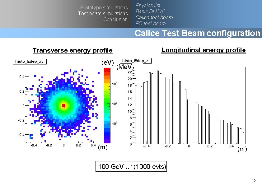 Prototype simulations Test beam simulations Conclusion Physics list Basic DHCAL Calice test beam PS