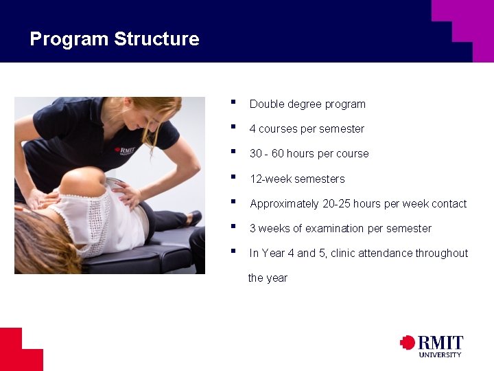 Program Structure ▪ ▪ ▪ ▪ Double degree program 4 courses per semester 30