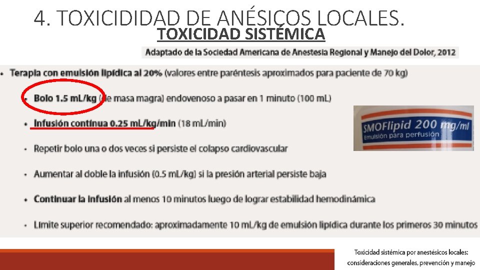 4. TOXICIDIDAD DE ANÉSICOS LOCALES. TOXICIDAD SISTÉMICA 