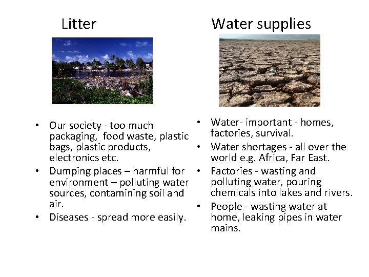 Litter • Our society - too much packaging, food waste, plastic bags, plastic products,