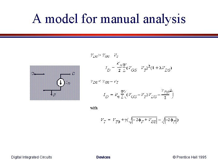 A model for manual analysis Digital Integrated Circuits Devices © Prentice Hall 1995 