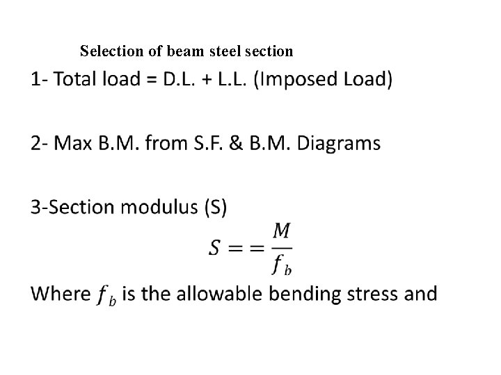 Selection of beam steel section • 