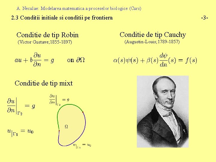 A. Neculae: Modelarea matematica a proceselor biologice (Curs) 2. 3 Conditii initiale si conditii