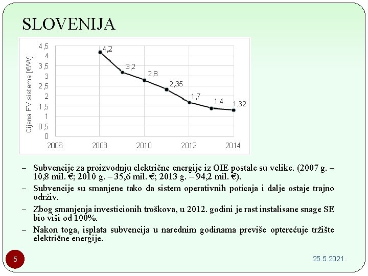 SLOVENIJA – Subvencije za proizvodnju električne energije iz OIE postale su velike. (2007 g.