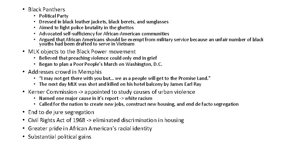  • Black Panthers • • • Political Party Dressed in black leather jackets,