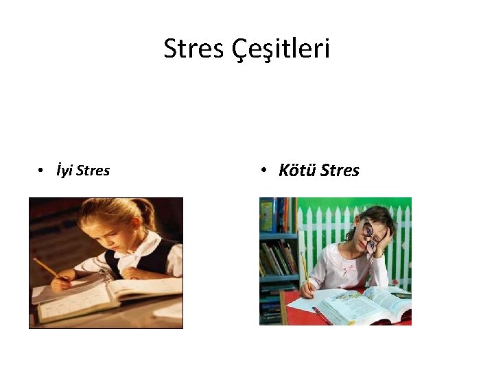 Stres Çeşitleri • İyi Stres • Kötü Stres 