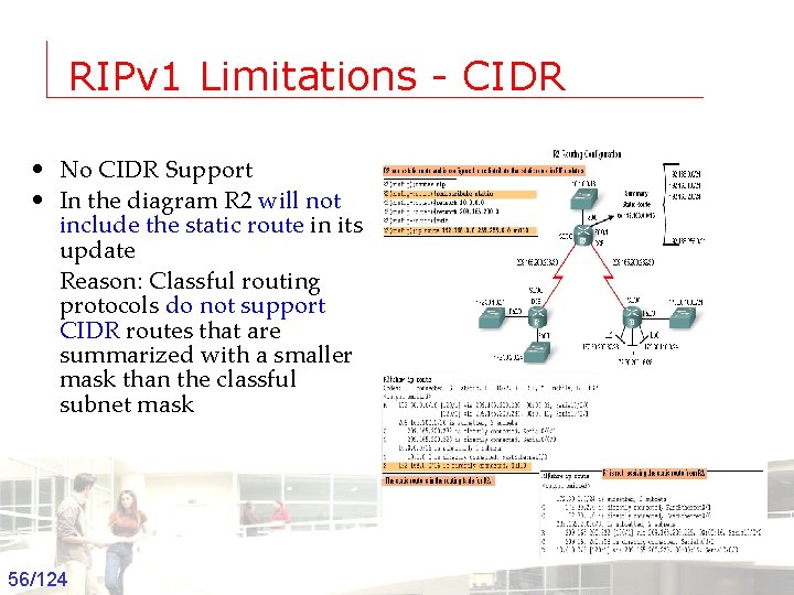 RIPv 1 Limitations - CIDR • No CIDR Support • In the diagram R