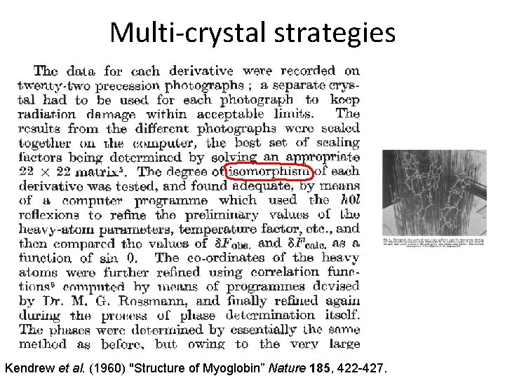 Multi-crystal strategies Kendrew et al. (1960) "Structure of Myoglobin” Nature 185, 422 -427. 