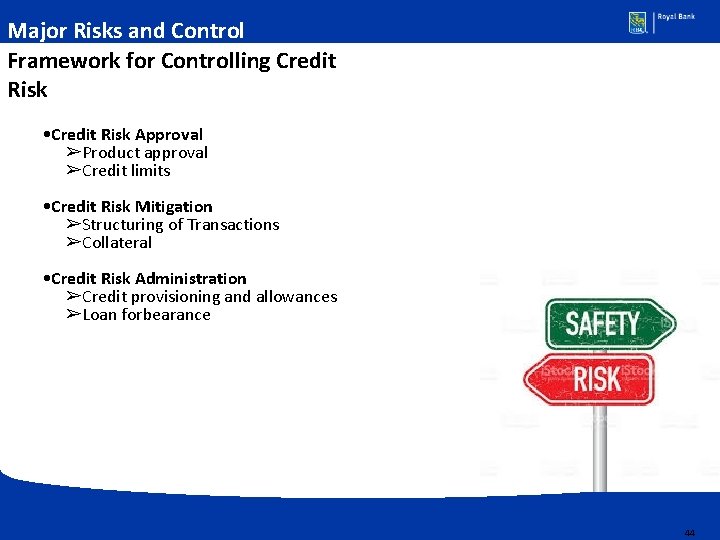 Major Risks and Control Framework for Controlling Credit Risk • Credit Risk Approval ➢Product