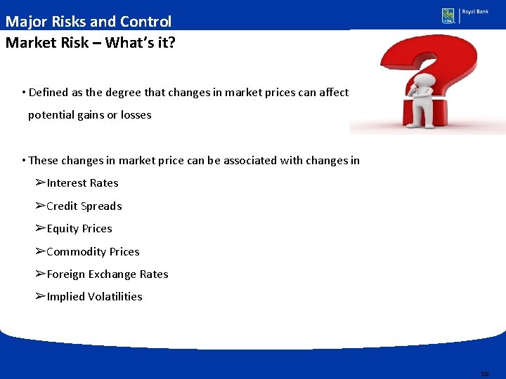 Major Risks and Control Market Risk – What’s it? • Defined as the degree
