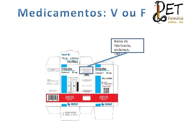 Nome do fabricante, endereço, CNPJ 