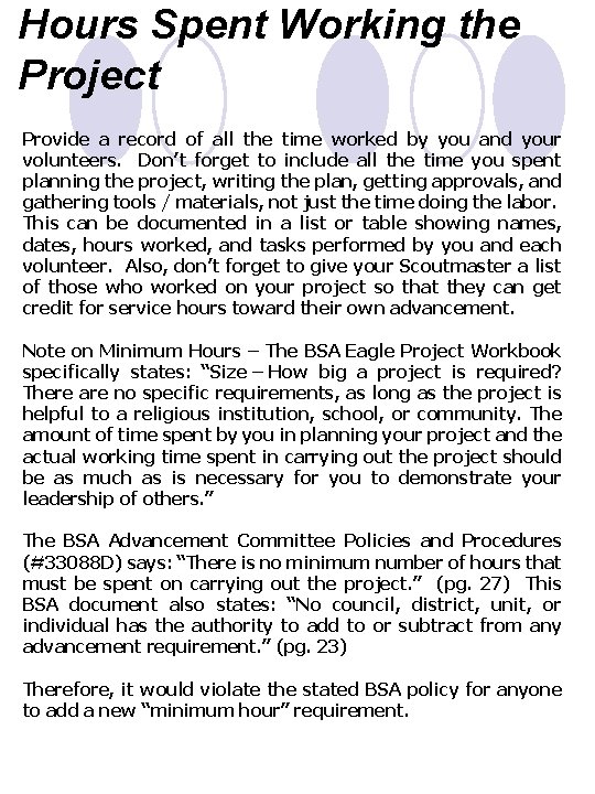 Hours Spent Working the Project Provide a record of all the time worked by