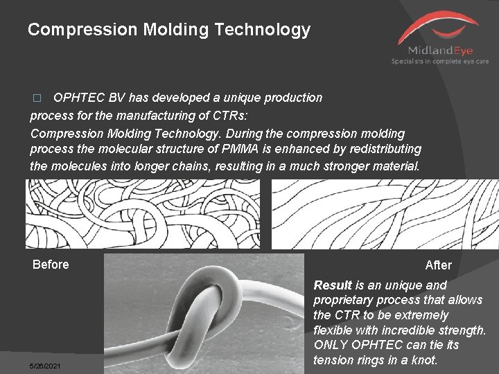 Compression Molding Technology OPHTEC BV has developed a unique production process for the manufacturing