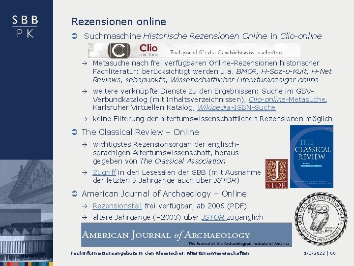 Rezensionen online Ü Suchmaschine Historische Rezensionen Online in Clio-online à Metasuche nach frei verfügbaren