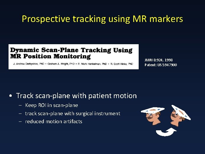 Prospective tracking using MR markers JMRI 8: 924, 1998 Patent: US 5947900 • Track