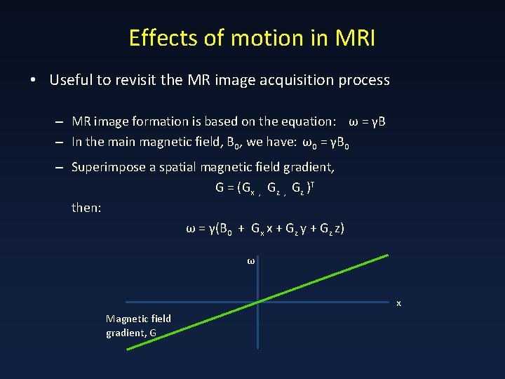 Effects of motion in MRI • Useful to revisit the MR image acquisition process