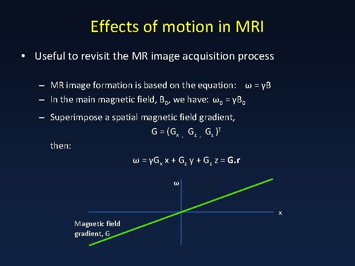 Effects of motion in MRI • Useful to revisit the MR image acquisition process