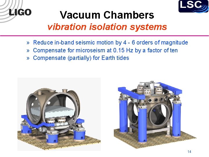 Vacuum Chambers vibration isolation systems » Reduce in-band seismic motion by 4 - 6