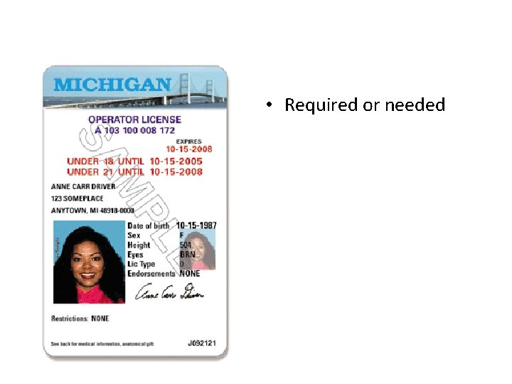 • Required or needed 