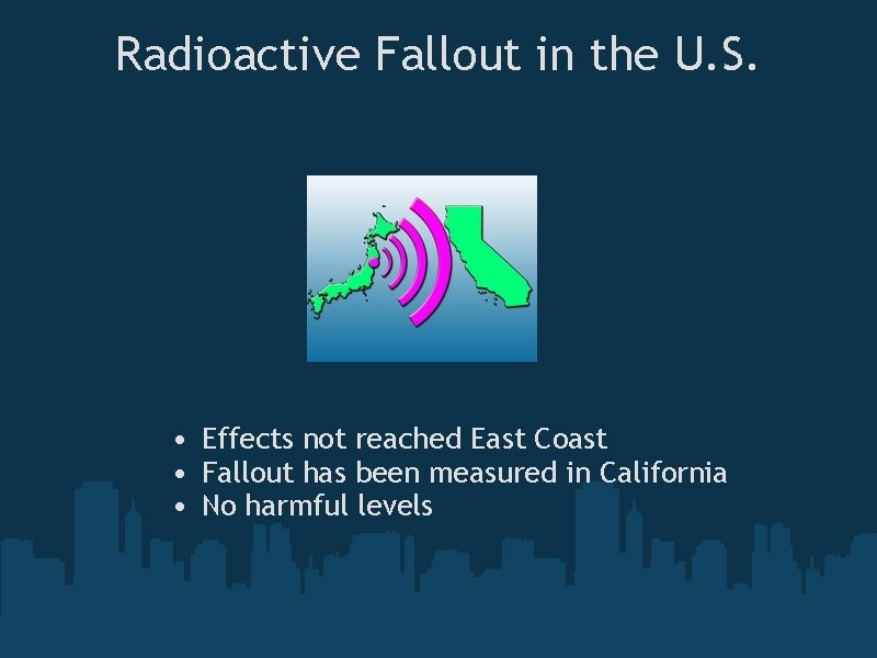 Radioactive Fallout in the U. S. • Effects not reached East Coast • Fallout