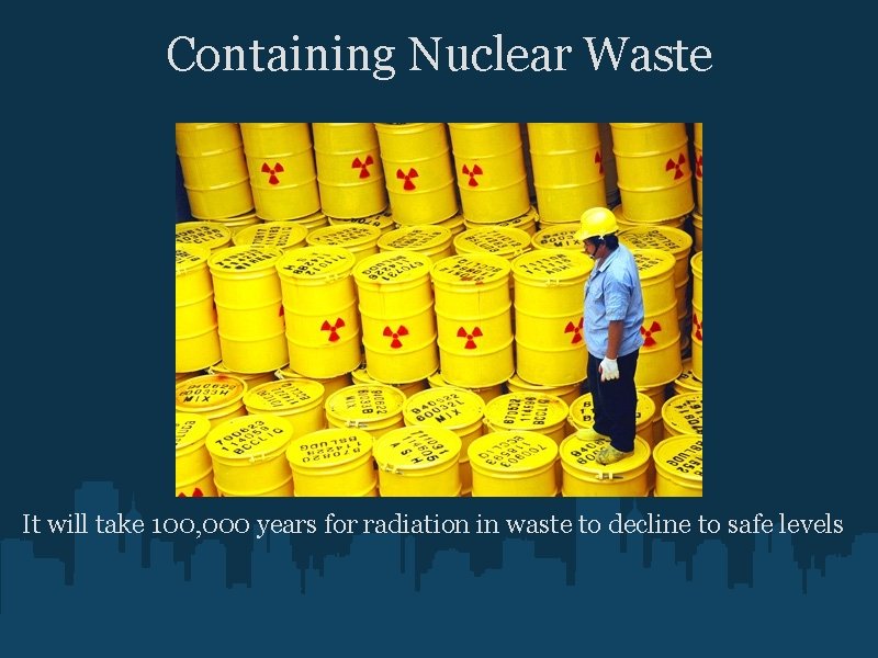 Containing Nuclear Waste It will take 100, 000 years for radiation in waste to