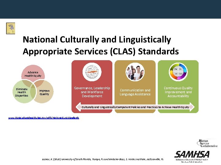 National Culturally and Linguistically Appropriate Services (CLAS) Standards Advance Health Equity Eliminate Health Disparities