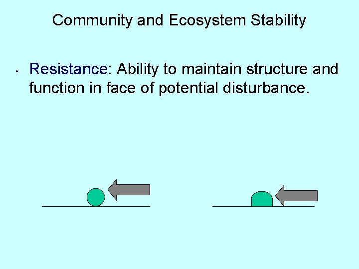 Community and Ecosystem Stability • Resistance: Ability to maintain structure and function in face