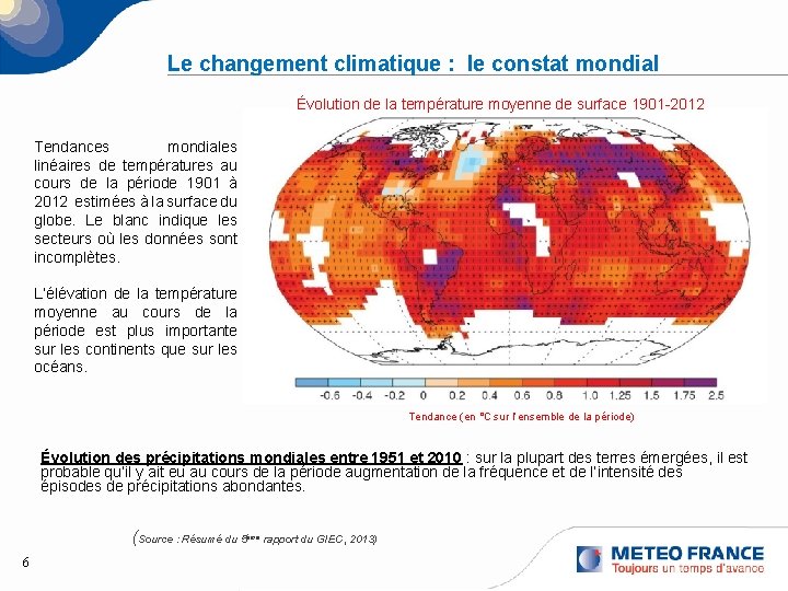 Le changement climatique : le constat mondial Évolution de la température moyenne de surface