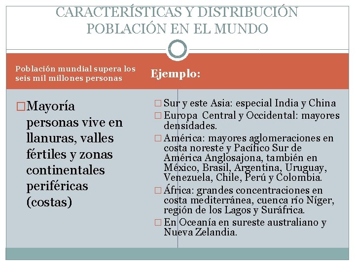 CARACTERÍSTICAS Y DISTRIBUCIÓN POBLACIÓN EN EL MUNDO Población mundial supera los seis millones personas