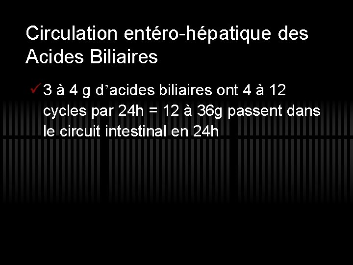 Circulation entéro-hépatique des Acides Biliaires ü 3 à 4 g d’acides biliaires ont 4