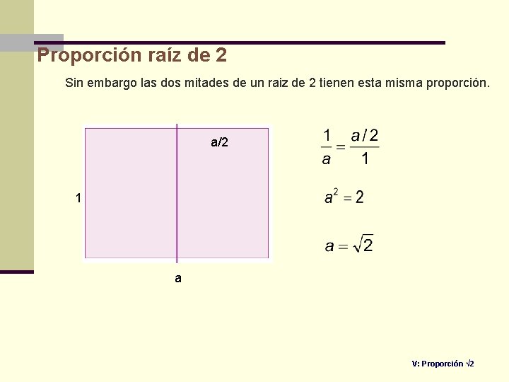 Proporción raíz de 2 Sin embargo las dos mitades de un raiz de 2