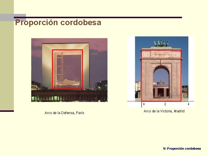 Proporción cordobesa Arco de la Defensa, París Arco de la Victoria, Madrid V: Proporción