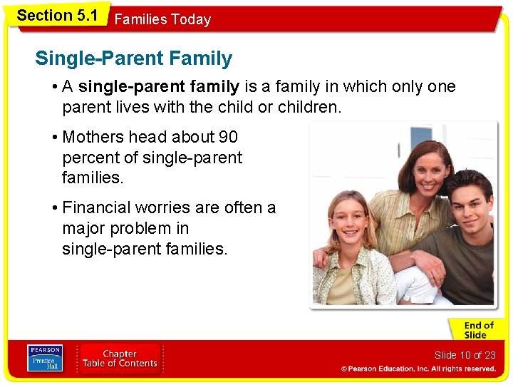 Section 5. 1 Families Today Single-Parent Family • A single-parent family is a family