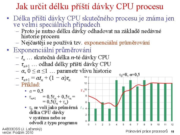 Jak určit délku příští dávky CPU procesu • Délka příští dávky CPU skutečného procesu