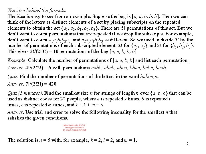 The idea behind the formula The idea is easy to see from an example.