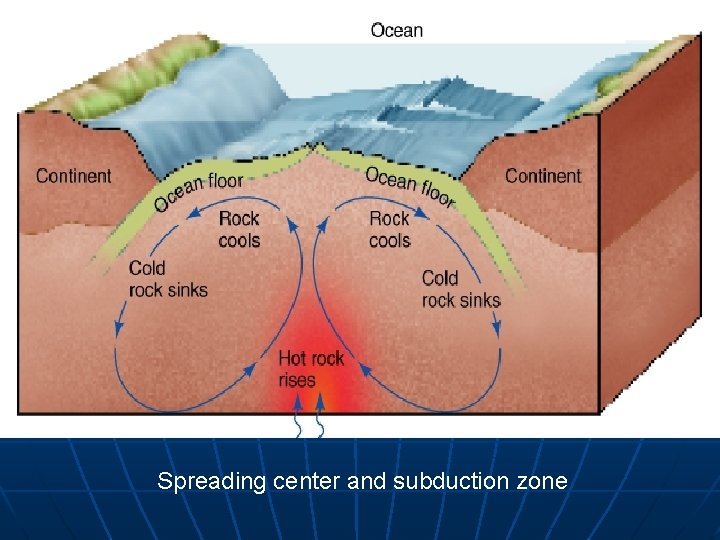 Spreading center and subduction zone 