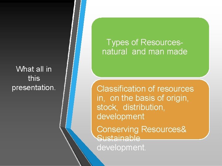 Types of Resourcesnatural and man made What all in this presentation. Classification of resources