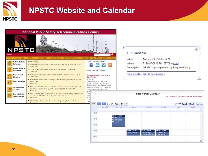 NPSTC Website and Calendar 33 