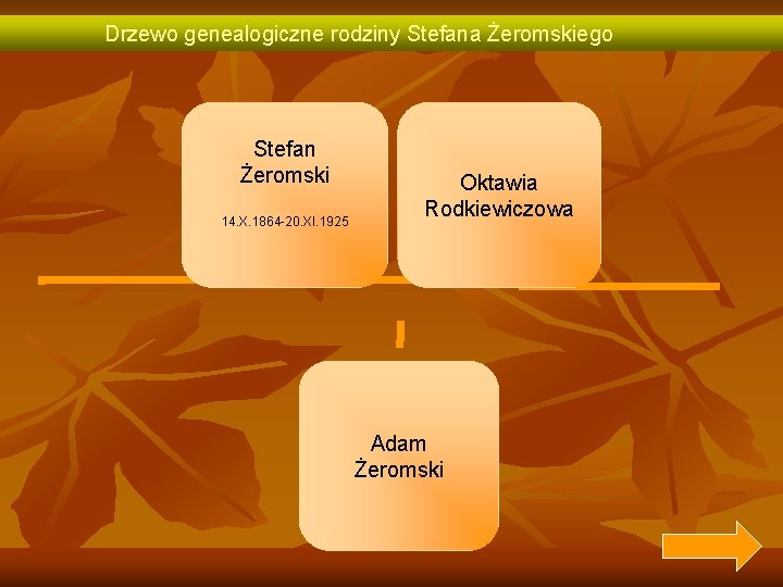 Drzewo genealogiczne rodziny Stefana Żeromskiego Stefan Żeromski 14. X. 1864 -20. XI. 1925 Oktawia